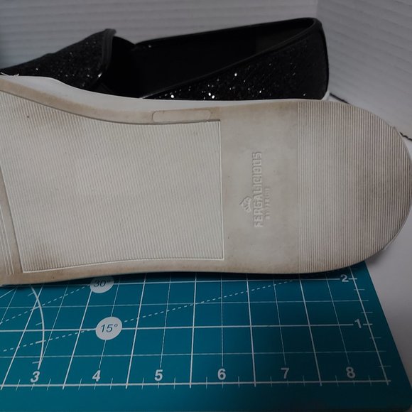 Fergalicious by Fergie Black Sparkly Flat Slip On Shoes for Women Size 10 NEW - Picture 6 of 6